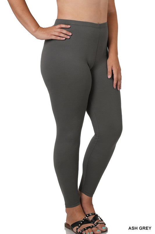ZENANA BRUSHED DTY MICROFIBER FULL LENGTH LEGGINGS-Curvy
