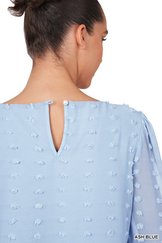 ZENANA SWISS DOT ROUND NECK BLOUSE