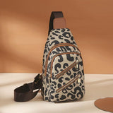 Leopard Print Sling Bag With Pocket Organizers