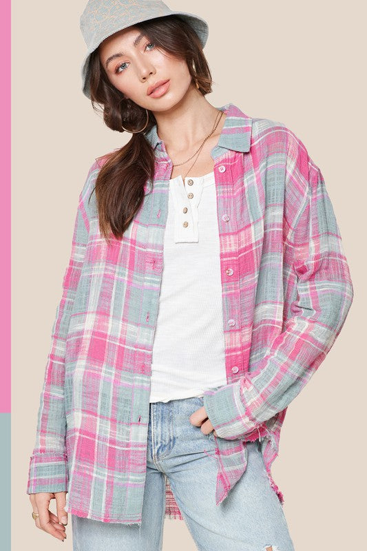 Plaid Peony Top
