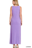 ZENANA SLEEVESS FLARED SCOOP NECK MAXI DRESS