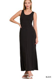 ZENANA SLEEVESS FLARED SCOOP NECK MAXI DRESS