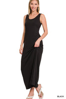 ZENANA SLEEVESS FLARED SCOOP NECK MAXI DRESS