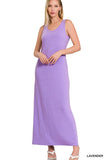 ZENANA SLEEVESS FLARED SCOOP NECK MAXI DRESS