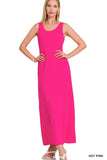 ZENANA SLEEVESS FLARED SCOOP NECK MAXI DRESS