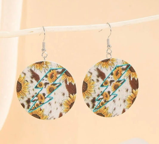 Flower Power Round Dangle Earrings