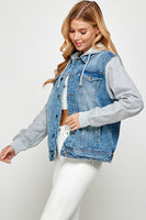 Women's Denim  Jacket with Fleece Hoodies