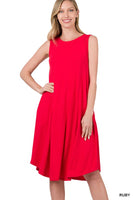 ZENANA SLEEVELESS ROUND NECK ROUND HEM MIDI DRESS