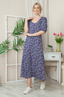 Plus Floral Short Sleeve Maxi Dress