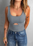 Gray Peekaboo Slim Fit Tank Top