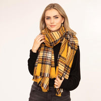 Plaid Scarf Featuring Fringe Details