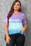 Plus Size Gradient Color Block Tee Shirt