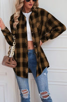 Plaid Button Up Dropped Shoulder Outerwear