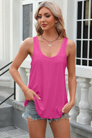 Eyelet Scoop Neck Wide Strap Tank