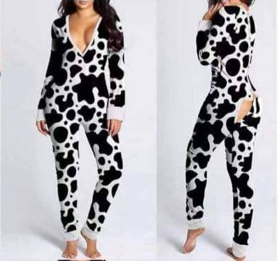 Cow Print Onesie with Butt Flap