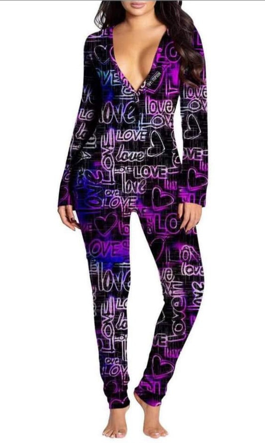 Love Graffiti Onesie with Butt Flap