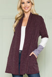 Acting Pro Plus Solid Plaid Contrast Long Sleeve Cardigan