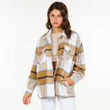 Camel Soft Knit Oversized Button Down Shacket