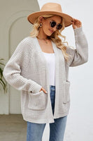 Open Front Raglan Sleeve Pocketed Cardigan