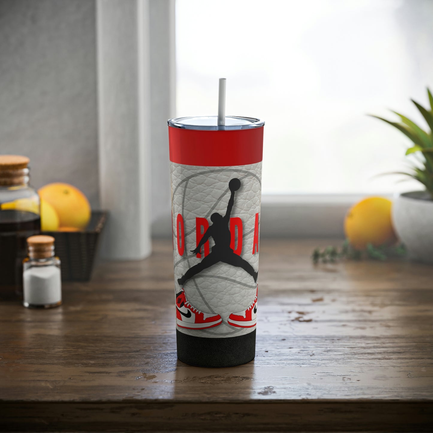 Jumpman Skinny Steel Tumbler with Straw, 20oz