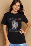 Simply Love Full Size AUNTICORN LIKE A NORMAL AUNT BUT MORE AWESOME Graphic Cotton Tee