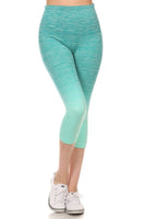 Yelete Dip Dye Ombre Athletic Capri Leggings