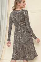 Leopard Long Sleeve Empire Waist Dress
