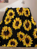 Sunflower Print Plush Blankets