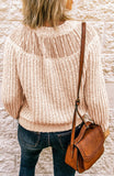 Casual Round Neck Lace Splicing Knitted Sweater