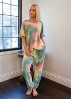 Olive Pink & Light Green Tie-Dye loungewear Set