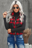 Buffalo Plaid Hooded Vest W/ Black Pockets