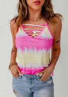 Spring Fling Tie Dye Criss Cross Tank Top