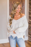 Frayed Hem Dropped Shoulder Sweater