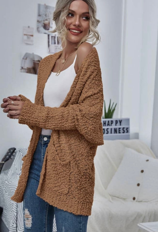 Brown Chunky Knit Cardigan