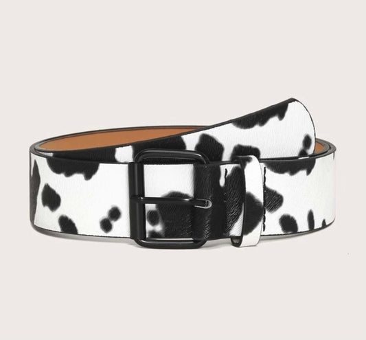 Cow Print Square Buckle Belt