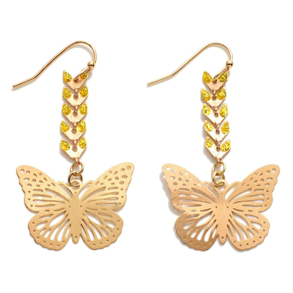 Laser Cut Butterfly Drop Earrings