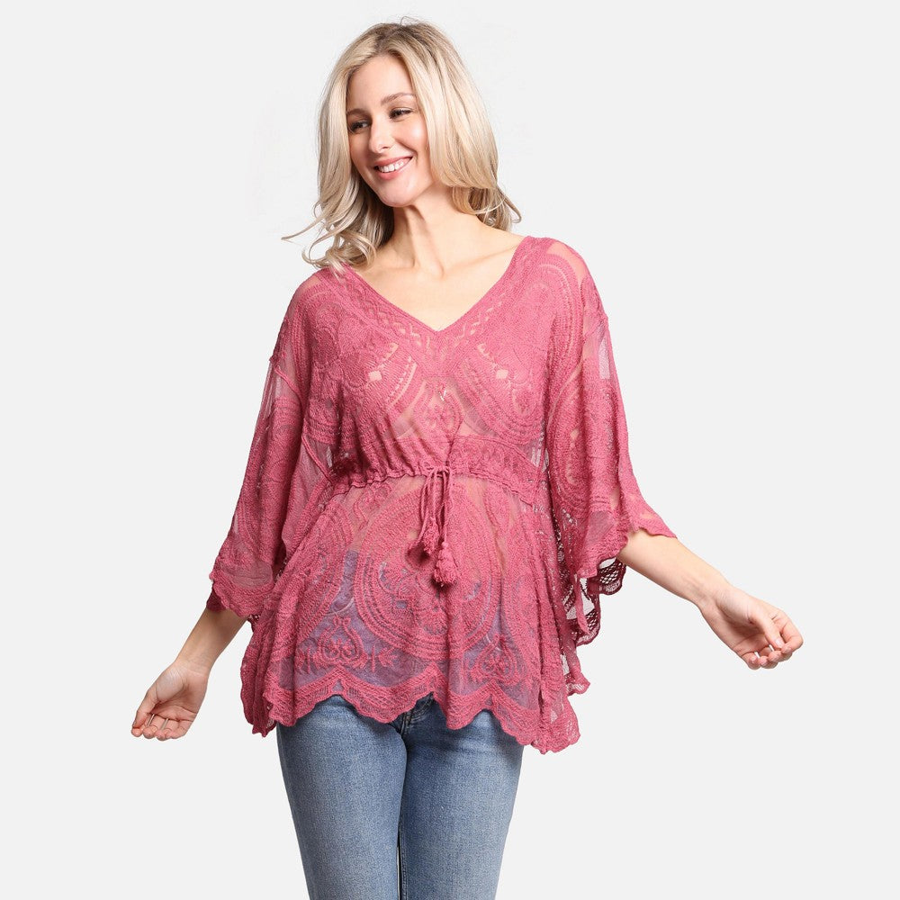 Sheer Crochet Tops-multiple colors