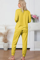 Round Neck Top and Drawstring Pants Lounge Set