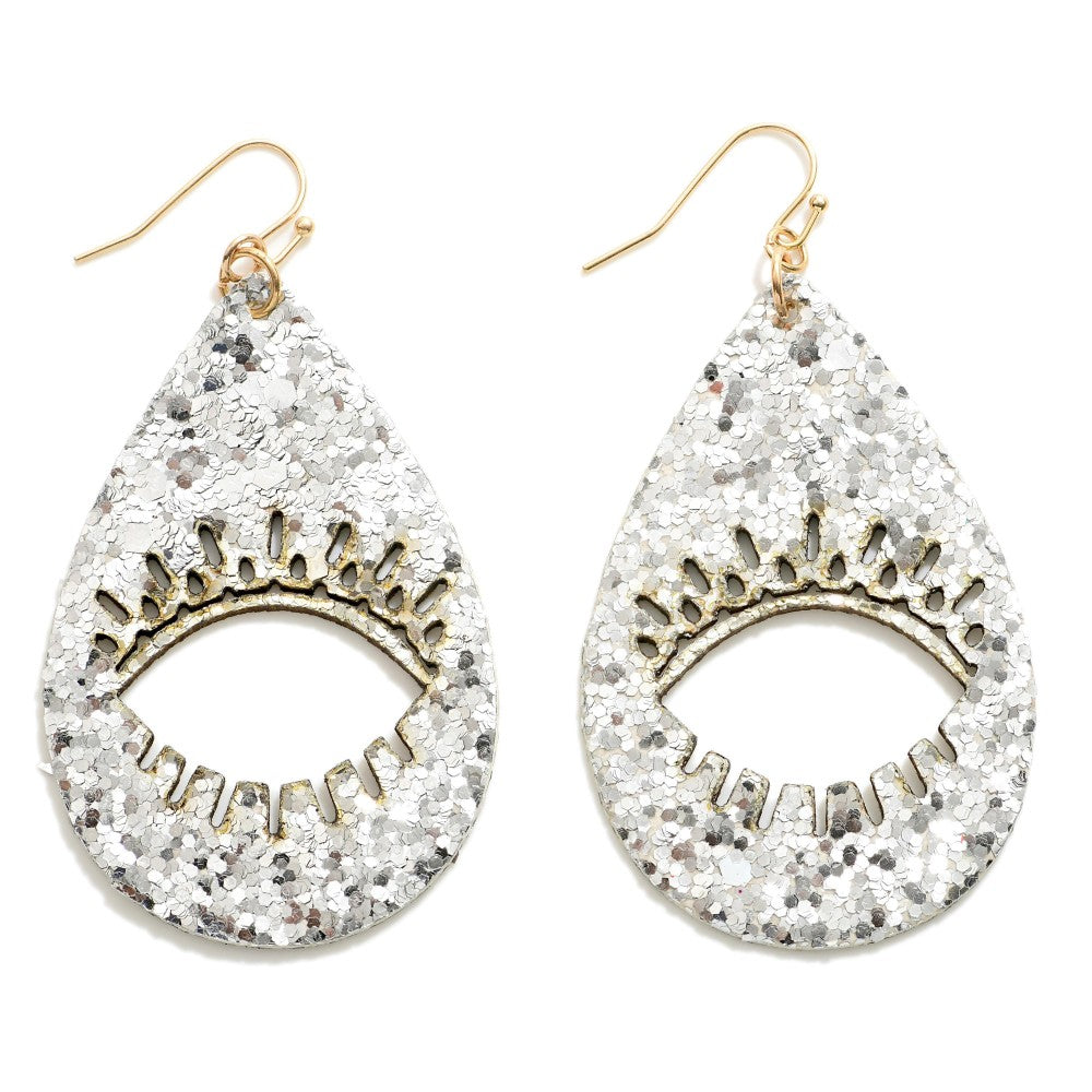 Glitter Teardrop Earring With Eyelash Outline