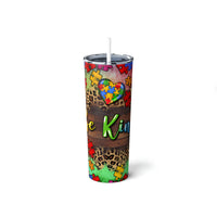 Be Kind-Autism Skinny Steel Tumbler with Straw, 20oz