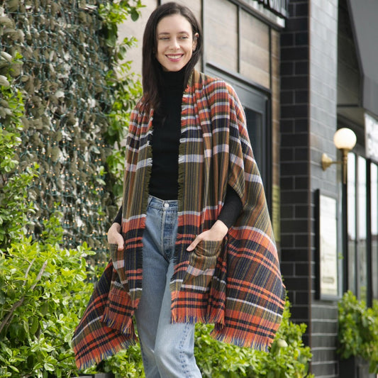 Knit Ruana with Fringe Tassels