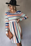 Striped Round Neck Long Sleeve Tee Dress