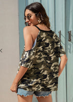 Camo Irregular Sleeves Top