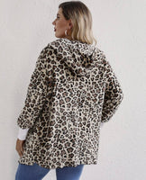 Leopard Hooded Teddy flannel cardigan