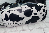 Cow Print Multifunctional Backpack + Wristlet