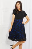 Yelete Full Size Contrasting Lace Midi Dress