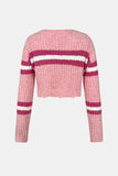 Cable-Knit Striped Dropped Shoulder Sweater