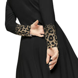 Gold Leopard Dipped Women's Long Sleeve Dance Dress