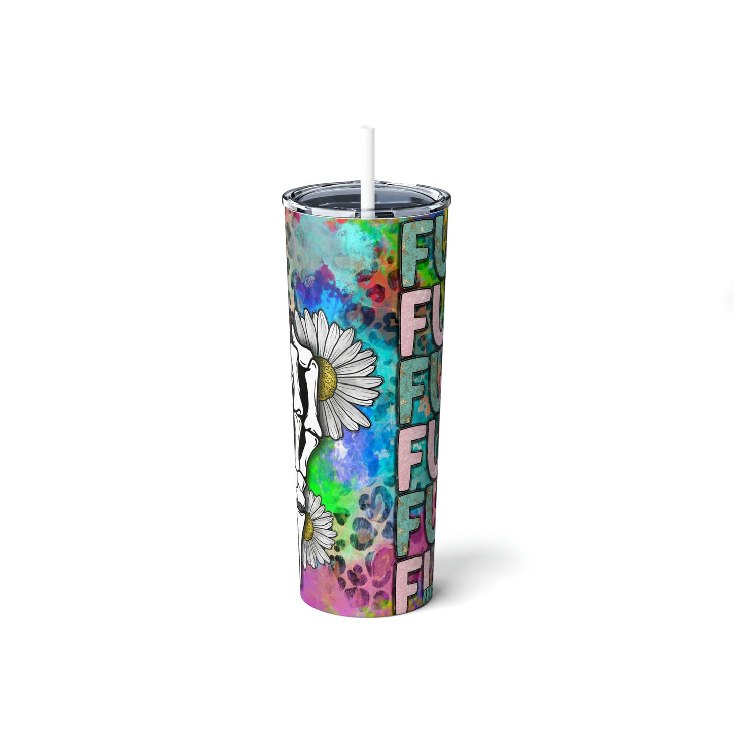 F Everything Skinny Steel Tumbler with Straw, 20oz