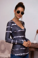 Tie-Dye Plunge Long Sleeve Top